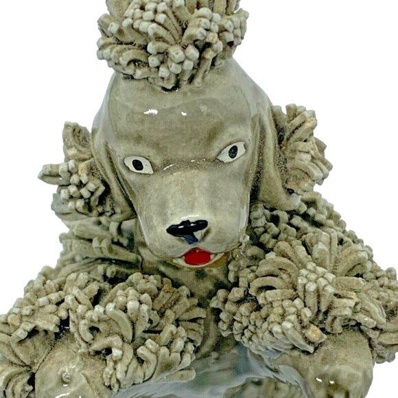 Vintage Ceramic Spaghetti Standard Poodle Figurine Begging for a Treat MCM - Picture 2 of 12